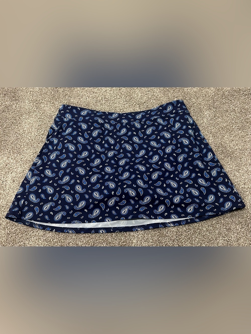 Lands' End Paisley Women Swimsuit Bottoms Skirt 14 Blue Navy Bandana